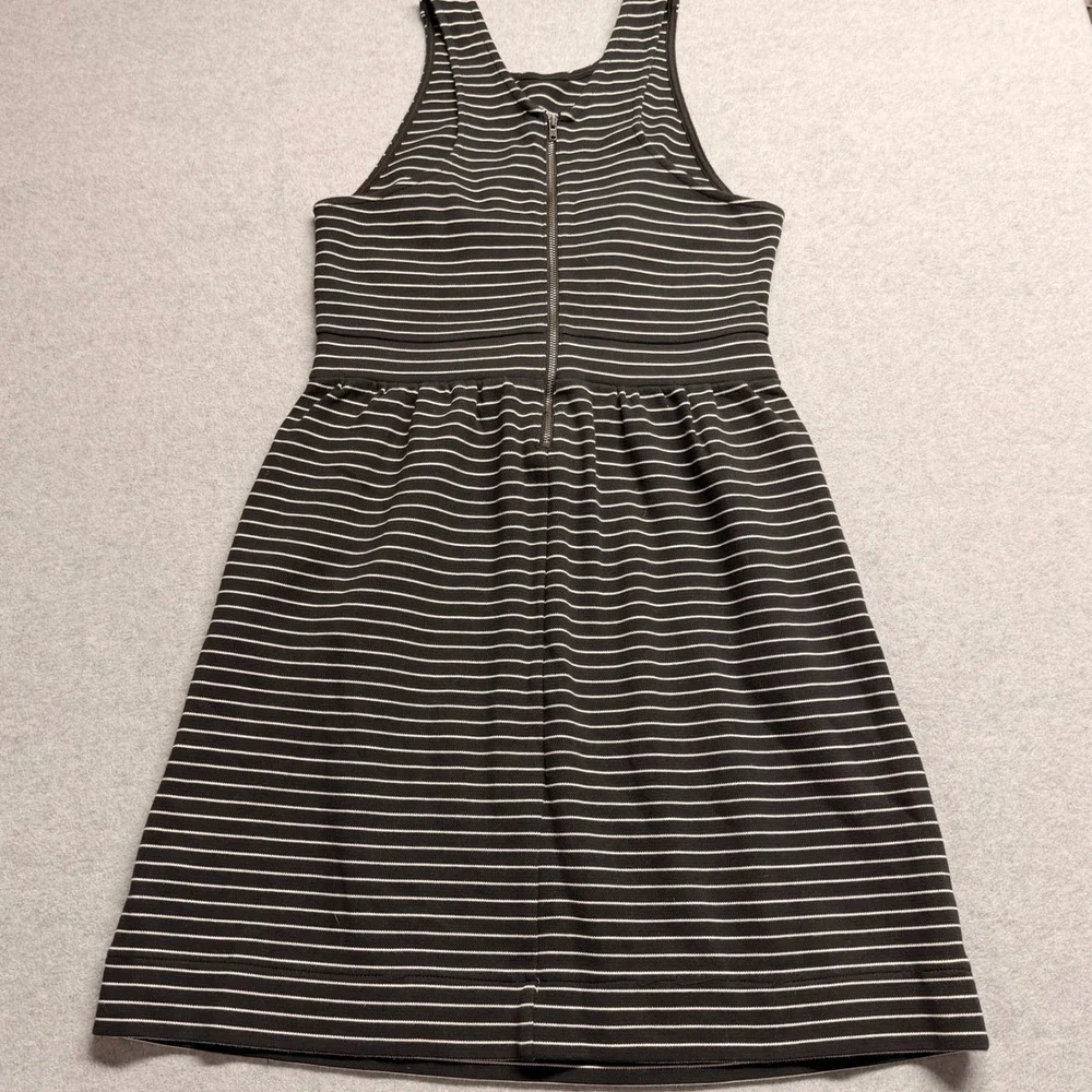Madewell Black White Striped Fit‎ Flare Dress Sleeveless Racerback Size Medium